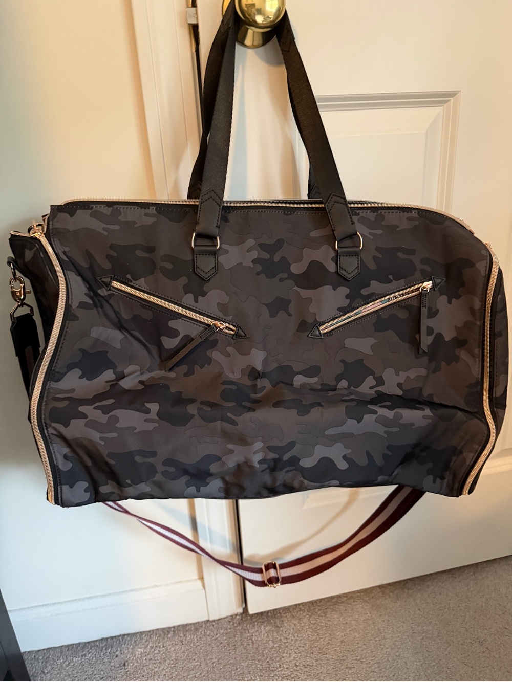 Stella & Dot Camouflage Travel Duffel Bag - Black/Gray